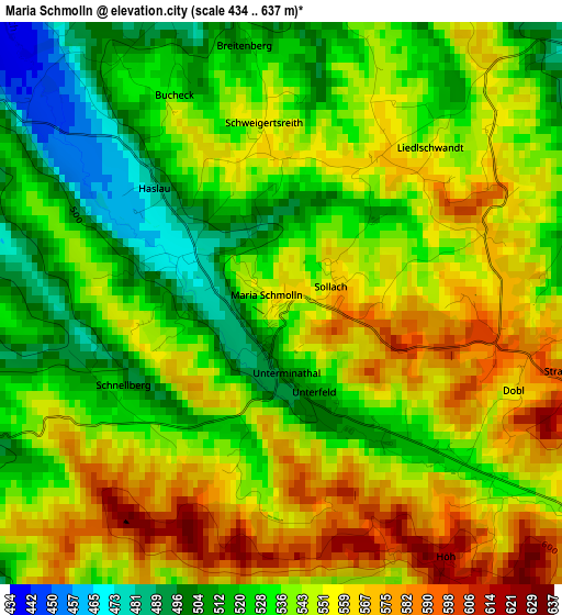 Maria Schmolln elevation map