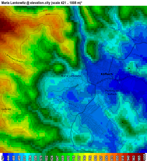 Maria Lankowitz elevation map