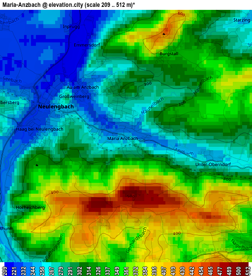 Maria-Anzbach elevation map