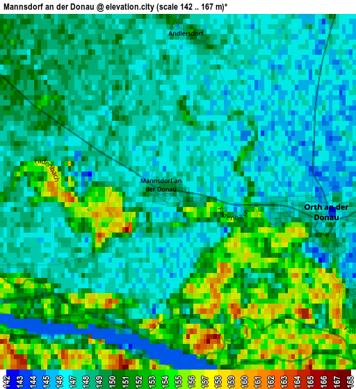 Mannsdorf an der Donau elevation map