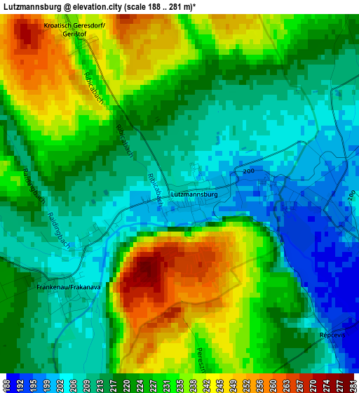 Lutzmannsburg elevation map