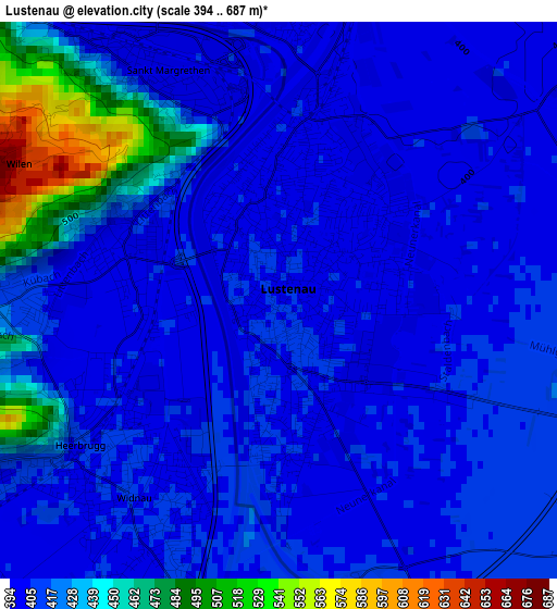 Lustenau elevation map