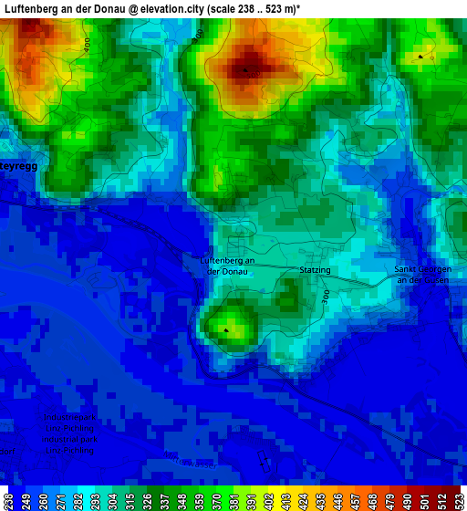 Luftenberg an der Donau elevation map