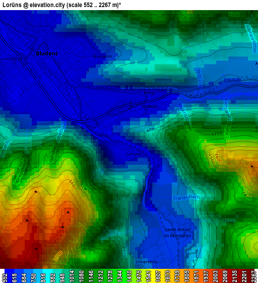 Lorüns elevation map