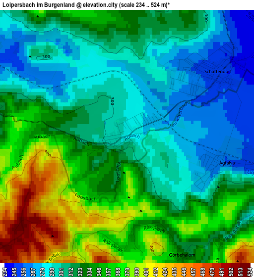 Loipersbach im Burgenland elevation map