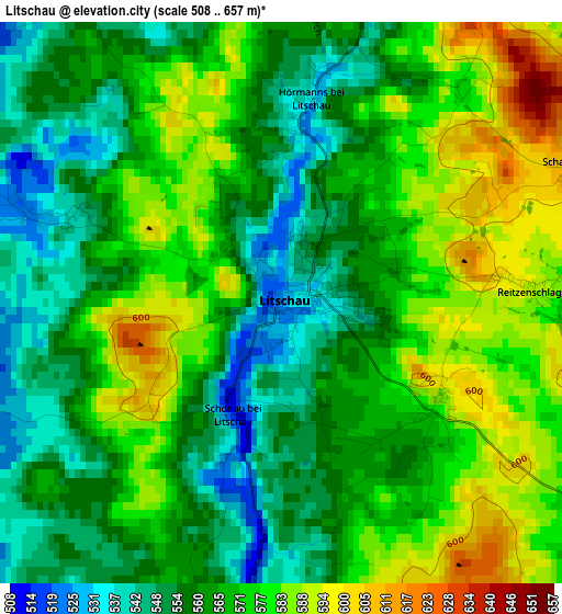 Litschau elevation map