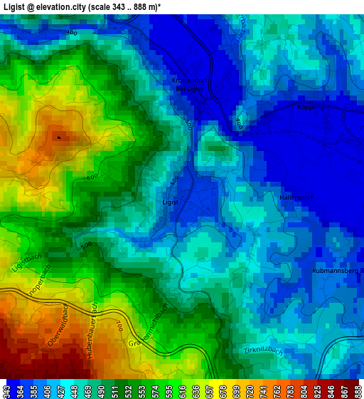 Ligist elevation map