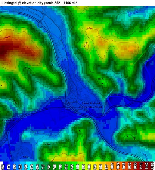 Liesingtal elevation map