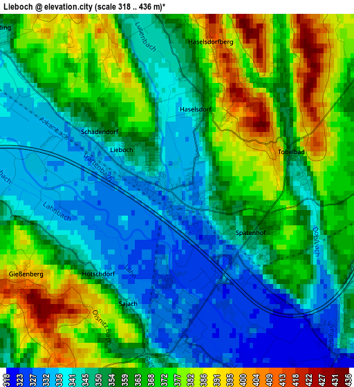 Lieboch elevation map