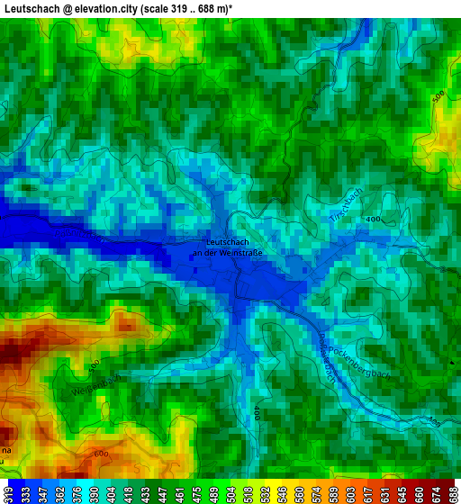 Leutschach elevation map