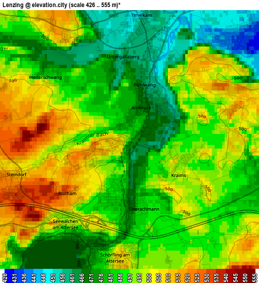 Lenzing elevation map