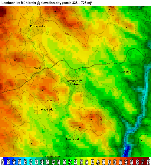 Lembach im Mühlkreis elevation map