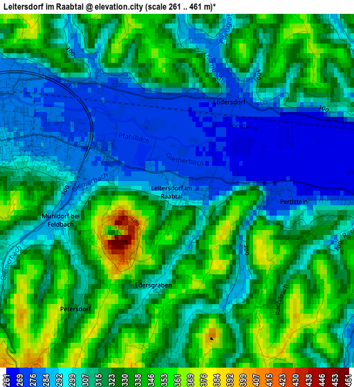 Leitersdorf im Raabtal elevation map