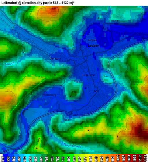 Leitendorf elevation map