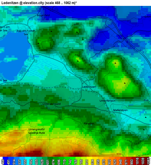 Ledenitzen elevation map