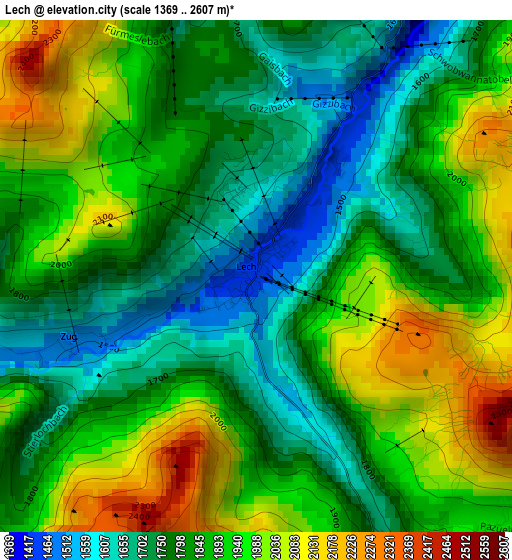 Lech elevation map