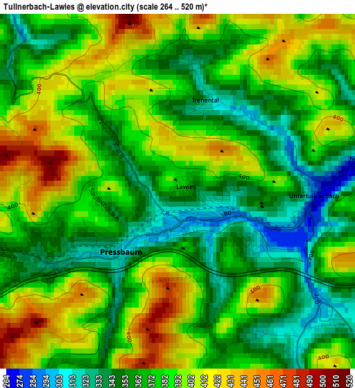 Tullnerbach-Lawies elevation map