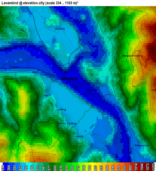 Lavamünd elevation map