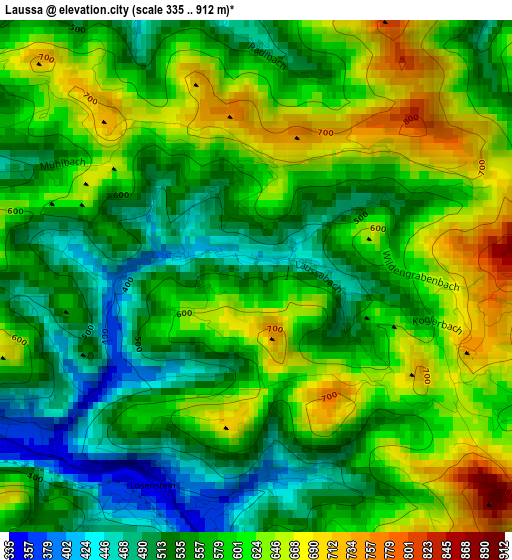 Laussa elevation map