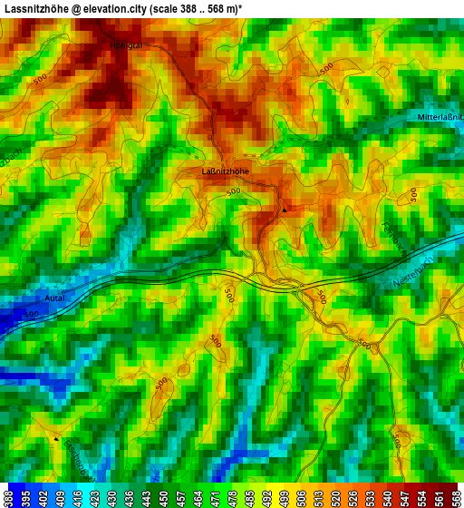 Lassnitzhöhe elevation map