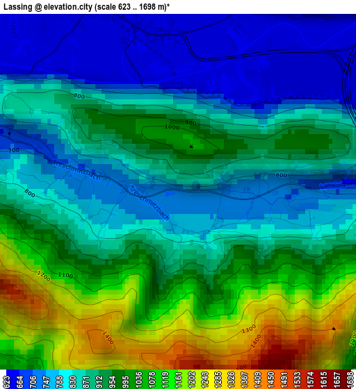 Lassing elevation map