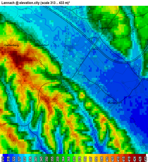 Lannach elevation map