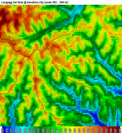 Langegg bei Graz elevation map