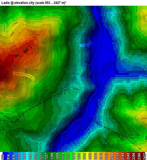 Ladis elevation map