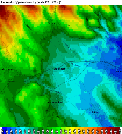 Lackendorf elevation map