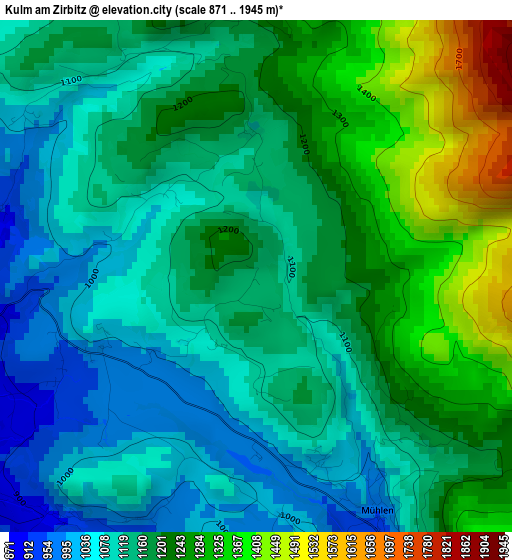 Kulm am Zirbitz elevation map