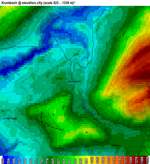 Krumbach elevation map