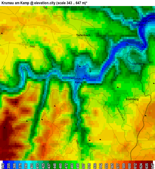 Krumau am Kamp elevation map