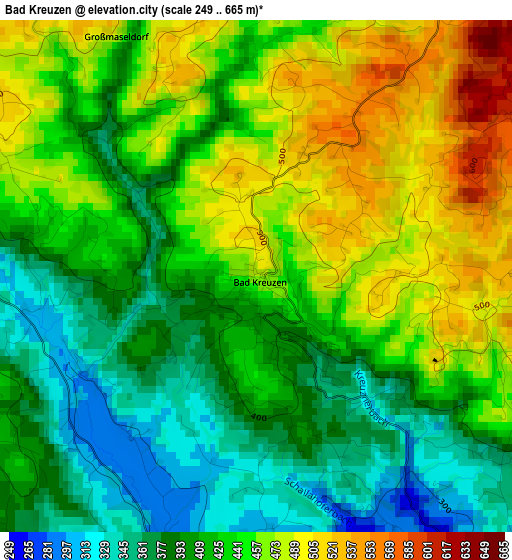 Bad Kreuzen elevation map