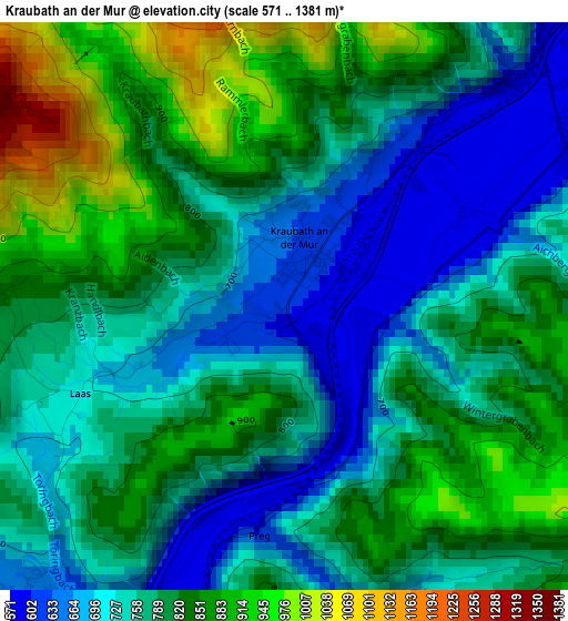 Kraubath an der Mur elevation map