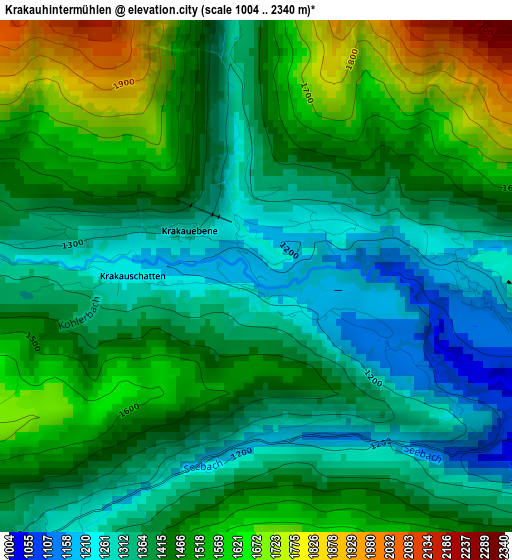 Krakauhintermühlen elevation map