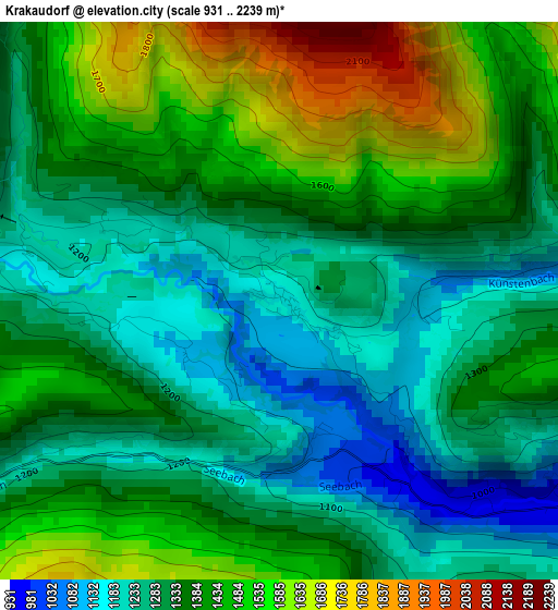 Krakaudorf elevation map