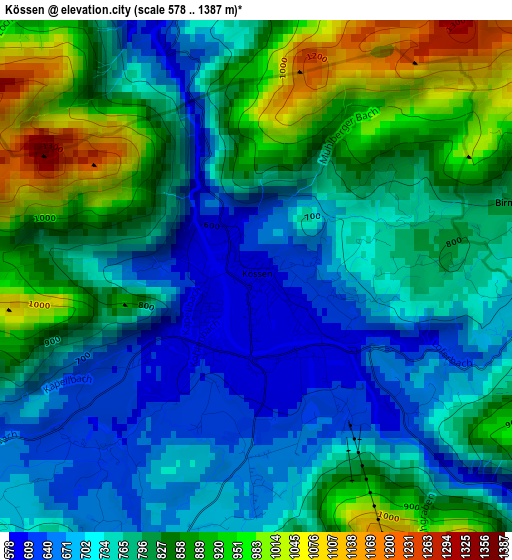 Kössen elevation map