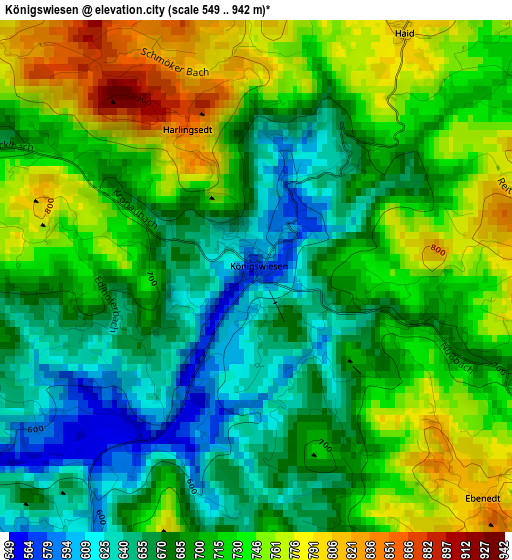 Königswiesen elevation map