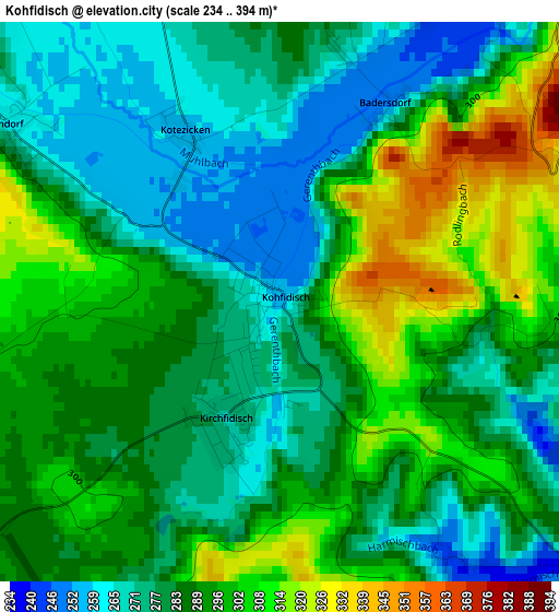 Kohfidisch elevation map