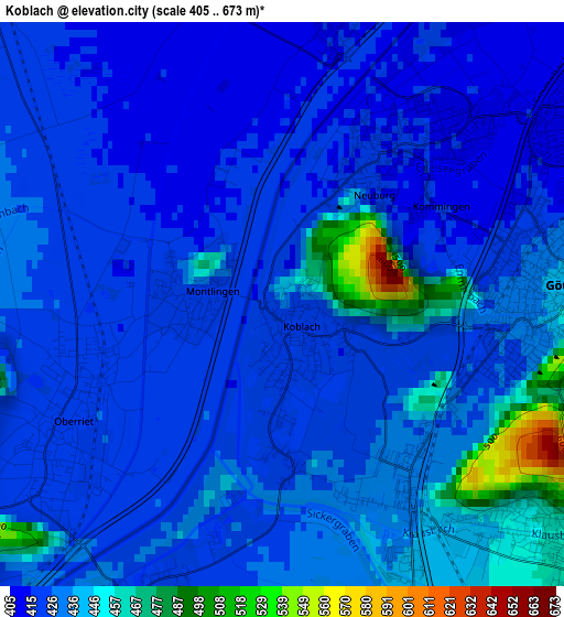 Koblach elevation map