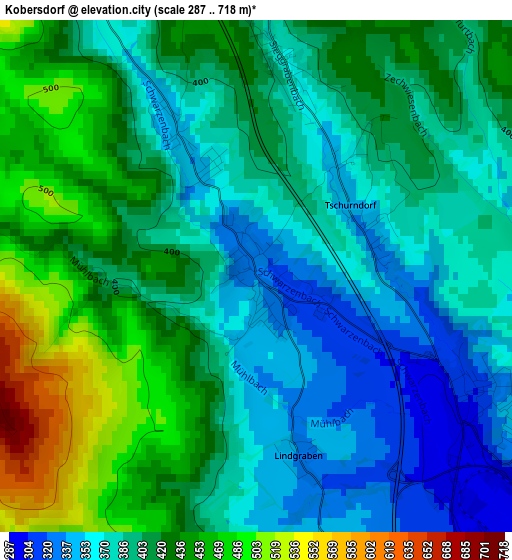 Kobersdorf elevation map