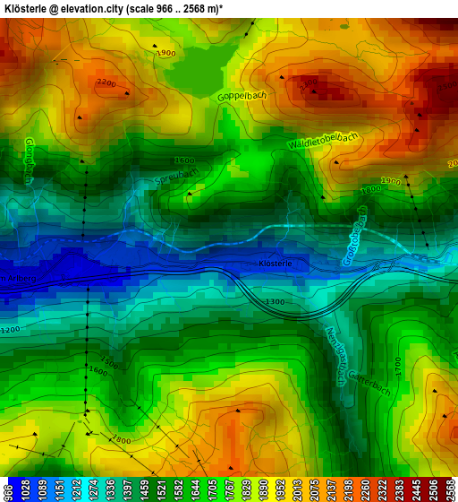 Klösterle elevation map