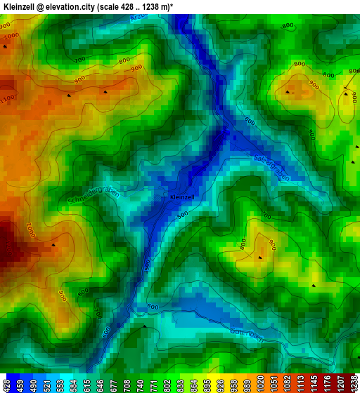 Kleinzell elevation map