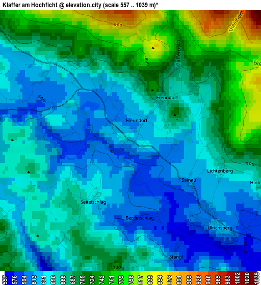 Klaffer am Hochficht elevation map