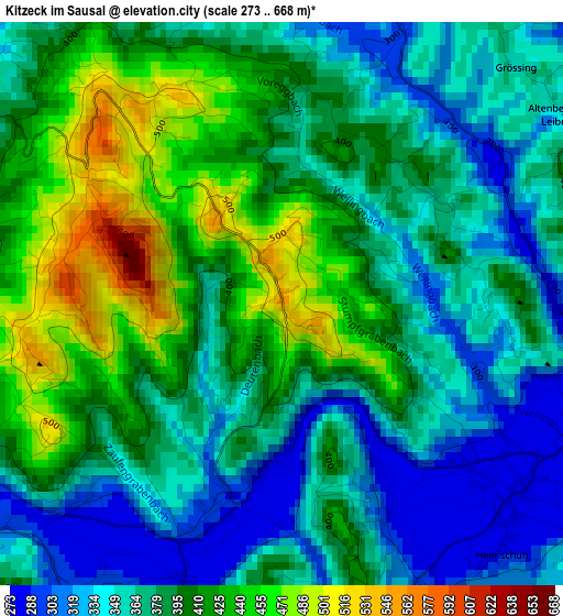 Kitzeck im Sausal elevation map