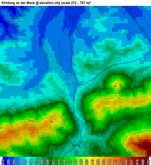 Kirnberg an der Mank elevation map