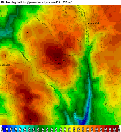 Kirchschlag bei Linz elevation map