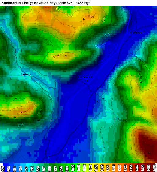 Kirchdorf in Tirol elevation map