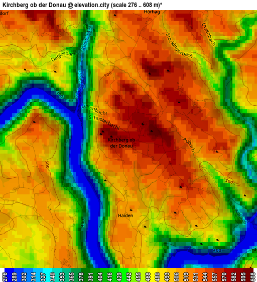 Kirchberg ob der Donau elevation map