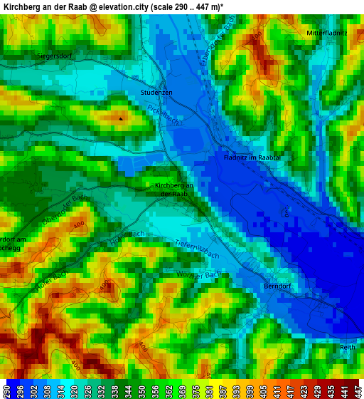 Kirchberg an der Raab elevation map